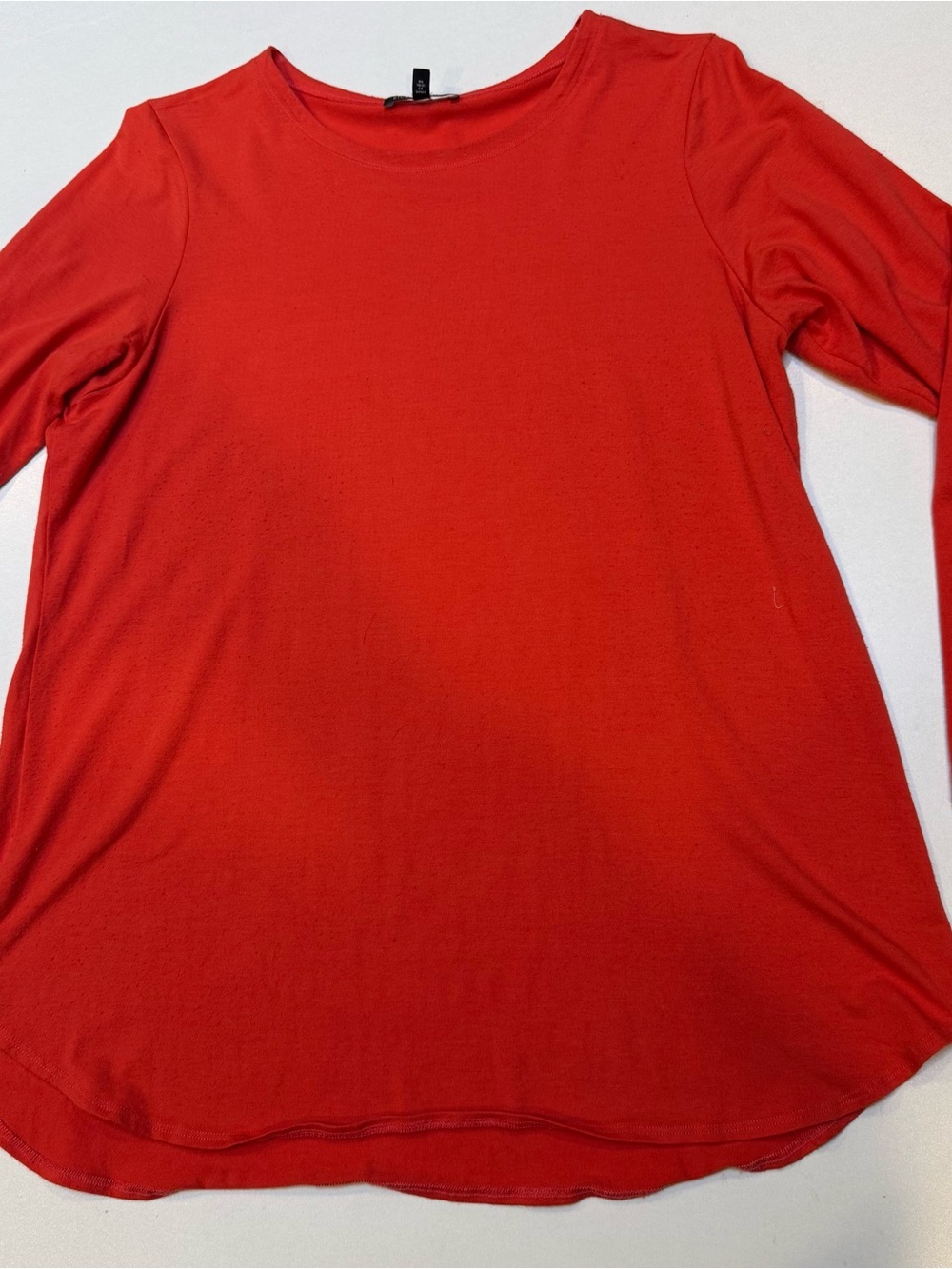 Eileen Fisher Red Long Sleeve Scoop Neck Top